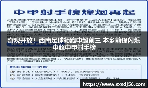 奇观开放！西南足球领跑中超前三 本乡前锋闪烁中超中甲射手榜